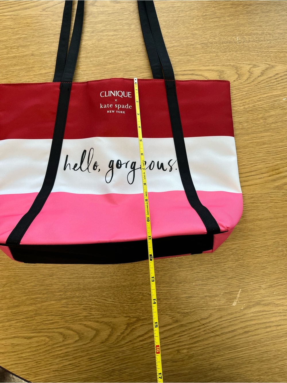 kate spade Red, White & Pink Striped "hello, gorgeous” Shopper Tote - Picture 6 of 6